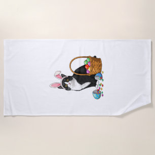 Easter Day Cat Bunny Ears Eggs Graphic Men Women K Beach Towel
