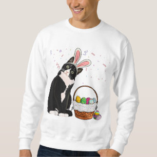 Easter Day Cat Bunny Ears Eggs Men Women Easter Ra Sweatshirt
