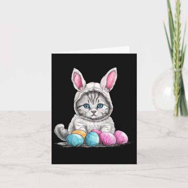 Easter Day Cat Easter Cat Easter Egg  Card (Front)