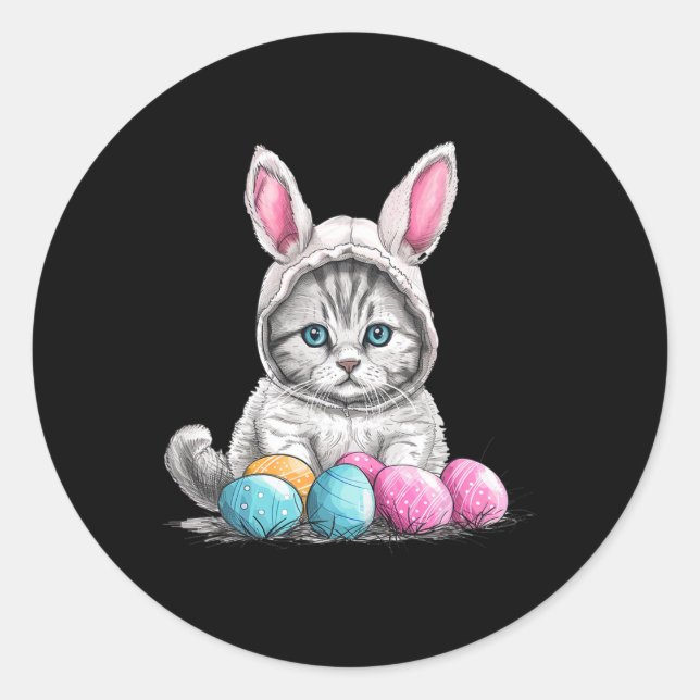 Easter Day Cat Easter Cat Easter Egg  Classic Round Sticker (Front)