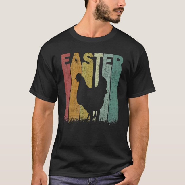 Easter Day Chicken Retro Graphic Funny Easter Cost T-Shirt (Front)