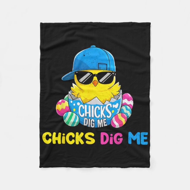 Easter Day Chicks Dig Me Cool Hatched Chick  Fleece Blanket (Front)