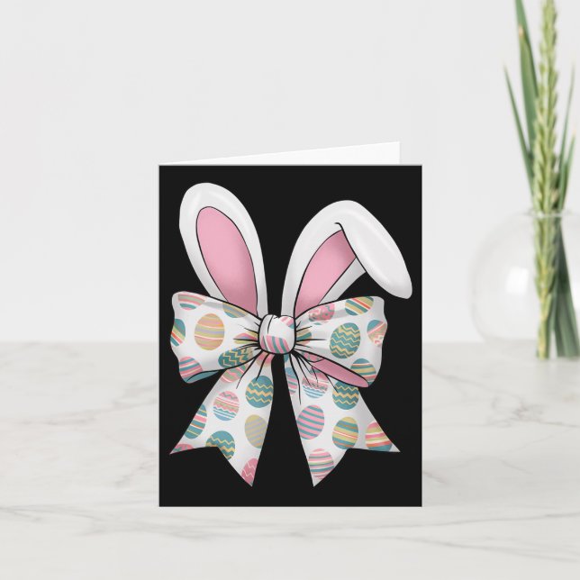 Easter Day Coquette Bow Cute Bunny Rabbit Girls Te Card (Front)
