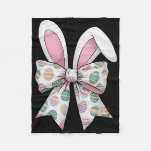 Easter Day Coquette Bow Cute Bunny Rabbit Girls Te Fleece Blanket