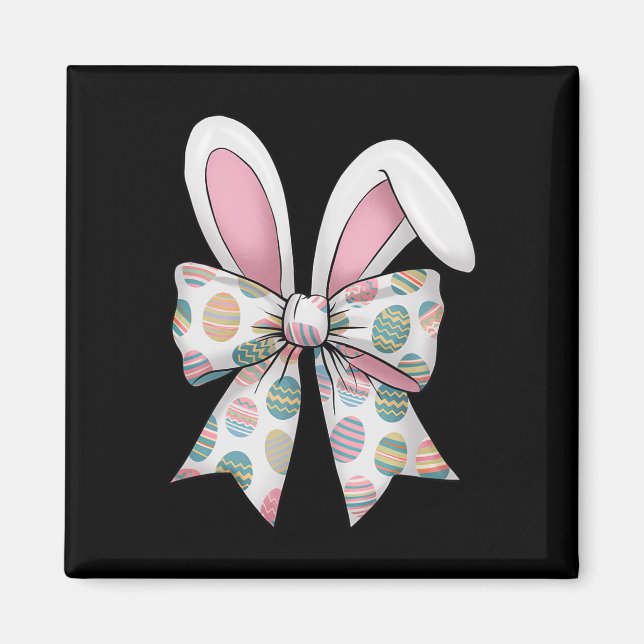 Easter Day Coquette Bow Cute Bunny Rabbit Girls Te Magnet (Front)