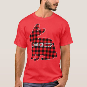 Easter Day Costume Red Plaid Bunny Graphic Daughte T-Shirt