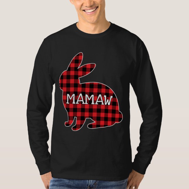 Easter Day Costume Red Plaid Bunny Graphic Mamaw M T-Shirt (Front)