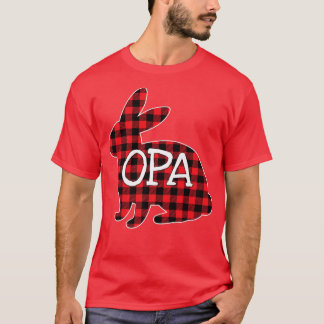 Easter Day Costume Red Plaid Bunny Graphic Opa Mat T-Shirt