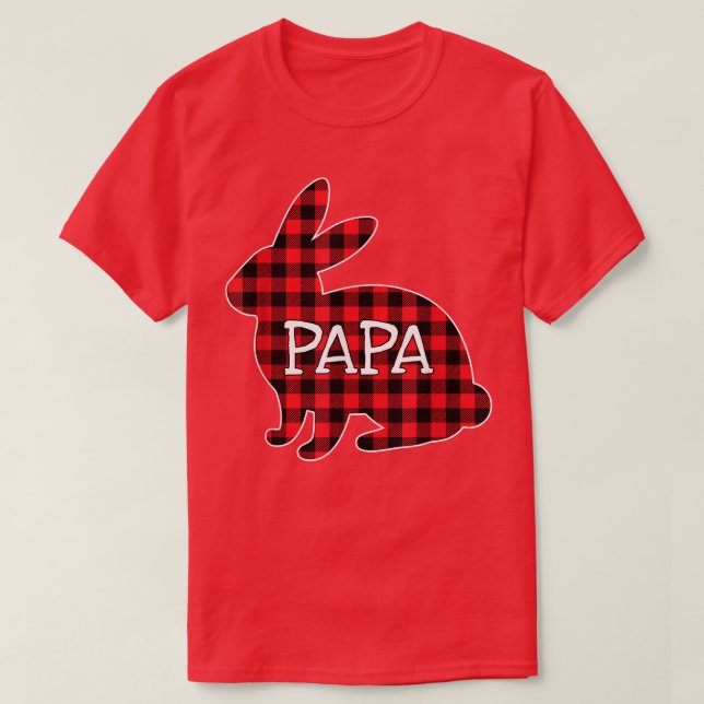 Easter Day Costume Red Plaid Bunny Graphic Papa Ma T-Shirt (Design Front)