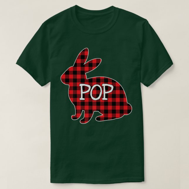 Easter Day Costume Red Plaid Bunny Graphic Pop Mat T-Shirt (Design Front)