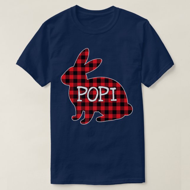 Easter Day Costume Red Plaid Bunny Graphic Popi Ma T-Shirt (Design Front)