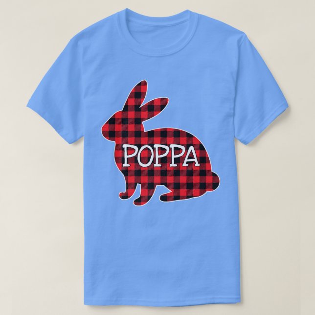 Easter Day Costume Red Plaid Bunny Graphic Poppa M T-Shirt (Design Front)