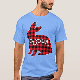 Easter Day Costume Red Plaid Bunny Graphic Poppa M T-Shirt