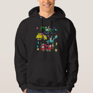 Easter Day Crane Truck Construction Bunny Ears Egg Hoodie