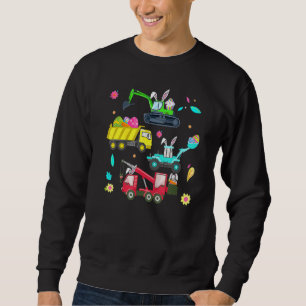 Easter Day Crane Truck Construction Bunny Ears Egg Sweatshirt
