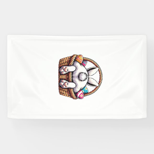 Easter Day Cute Bunny Basket Hunting Chocolate Egg Banner (Horizontal)
