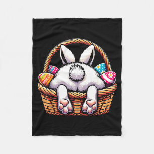Easter day cute bunny basket hunting chocolate egg fleece blanket