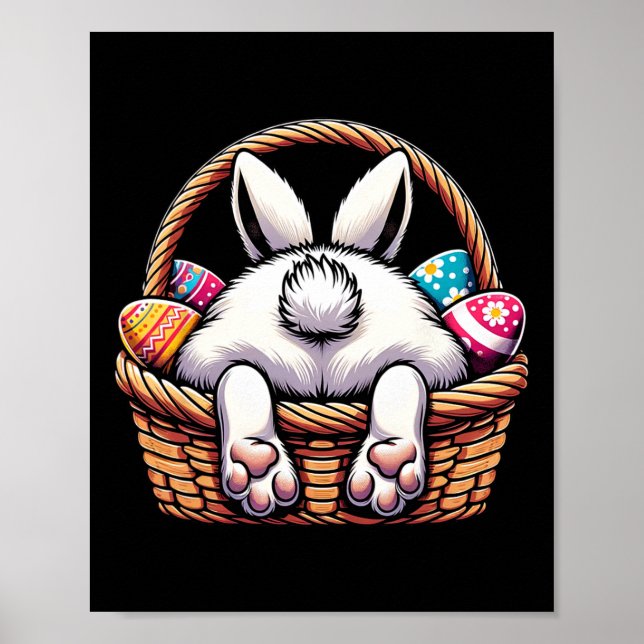 Easter Day Cute Bunny Bysket Hunting Chocolate Egg Poster (Front)