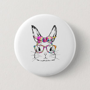 Easter Day Cute Bunny Face Tie Dye Glasses Womens 6 Cm Round Badge