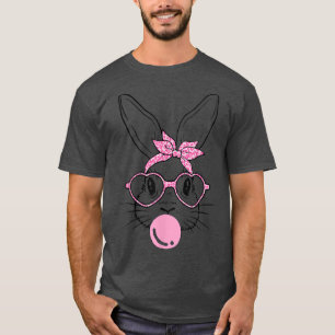 Easter Day Cute Bunny Rabbit With Bandanna Glasses T-Shirt