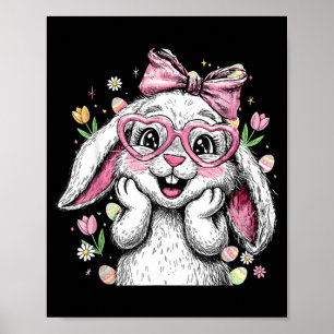Easter day cute preppy bunny coquette bow girl poster
