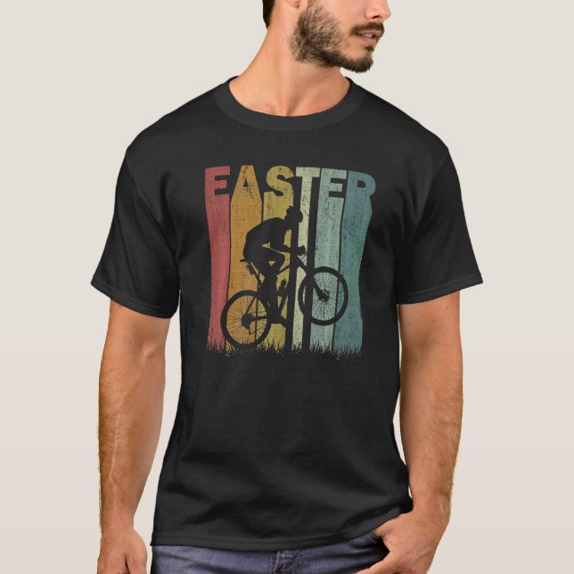 Easter Day Cycling Retro Graphic Funny Easter Cost T-Shirt (Front)