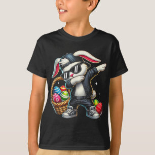 Easter Day Dabbing Bunny With Sungles Boys Girls K T-Shirt