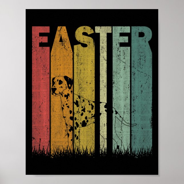 Easter Day Dalmatian Dog Retro Graphic Funny Easte Poster (Front)