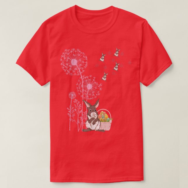 Easter Day Dandelion Bunny Rabbit Easter Eggs Happ T-Shirt (Design Front)