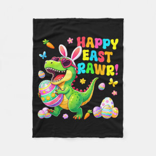 Easter Day Dinosaur Funny Happy Eastrawr T Rex Eas Fleece Blanket