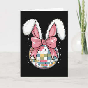 Easter Day Disco Byll Bunny Ears Pink Bow Retro Wo Card