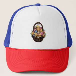 Easter Day Easter Basket Colourful Eggs Flowers  Trucker Hat