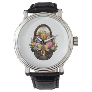 Easter Day Easter Basket Colourful Eggs Flowers Watch