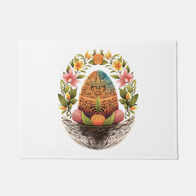 Easter Day Easter Egg Basket Mandala Art Egg Hunt  Doormat (Front)