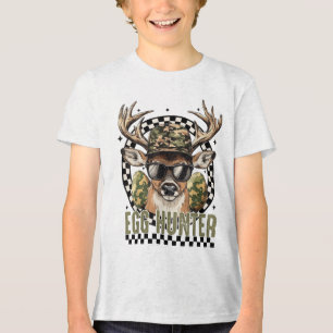Easter Day Egg Hunter Camo Deer Hunting Boys Men H Tri-Blend Shirt