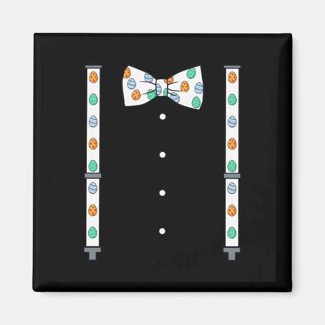 Easter Day Eggs Suspenders And Bow Tie Fun Boys Gi Magnet (Front)