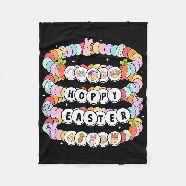 Easter Day Friendship Bracelet Easter Bunny Eggs F Fleece Blanket (Front)