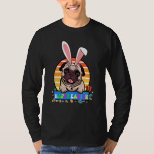 Easter Day Happy Easter Three Pug Wearing Bunny E T-Shirt