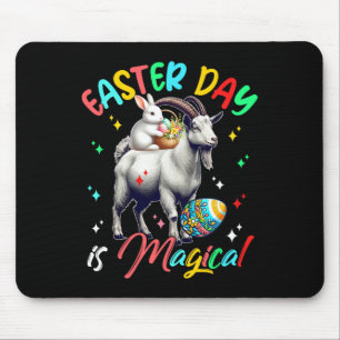 Easter Day Is Magical Cute Bunny Riding Goat Hunti Mouse Pad