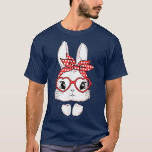 Easter Day Leopard Bunny Glasses Eggs Cute Rabbit T-Shirt