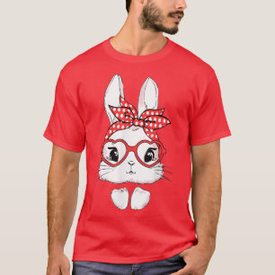 Easter Day Leopard Bunny Glasses Eggs Cute Rabbit  T-Shirt