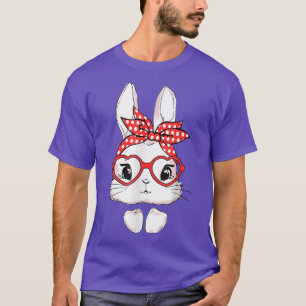 Easter Day Leopard Bunny Glasses Eggs Cute Rabbit T-Shirt