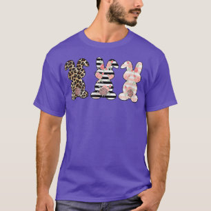 Easter Day Leopard Easter Bunny Rabbit Trio Cute  T-Shirt