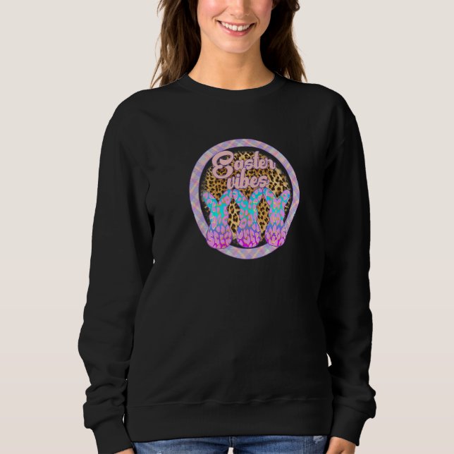 Easter Day Leopard For Women With Cute Bunny Rabbi Sweatshirt (Front)