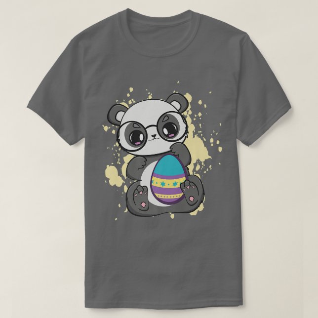 Easter Day Little Panda With Egg Hunt Spring Anime T-Shirt (Design Front)