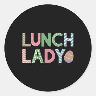Easter Day Lunch Lady Floral Bunny Girls Women Caf Classic Round Sticker