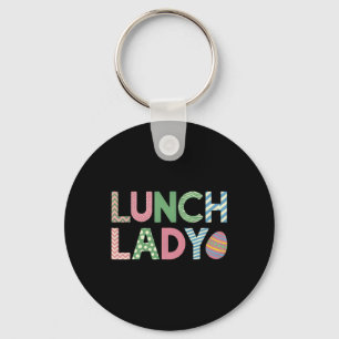 Easter Day Lunch Lady Floral Bunny Girls Women Caf Key Ring