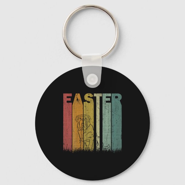 Easter Day Mastiff Dog Retro Graphic Funny Easter  Key Ring (Front)