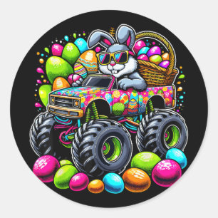 Easter Day Monster Truck Bunndy Easter Egg  Classic Round Sticker