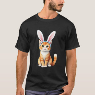 Easter Day Orange Tabby Cat Bunny Ears Rabbit Cat  T-Shirt